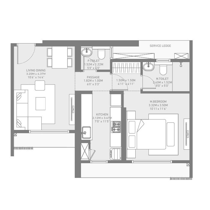 Birla Taranya Airoli Floor Plan 1 BHK
